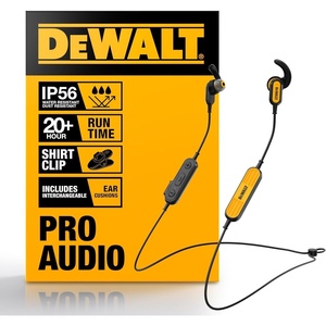 DEWALT Heavy Duty Neckband Bluetooth Earbuds, Wireless Bluetooth 5.2 Headphones w/Microphone, Lightweight Comfort, IP56 Waterproof, Deep Bass Strong Beat, 20H Playtime, Jobsite Behind-Neck Earphones(Yellow-1)