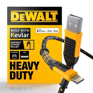 DEWALT Heavy Duty USB to Lightning Cable [Apple MFiCertified] Durable iPhone Charger, Lightning Cables, Fast Charging iPhone Charger Cord Compatible w/iPhones 14/13/12/11 Pro Max iPad AirPods, 4FT(6 Foot)
