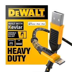 DEWALT Heavy Duty USB to Lightning Cable [Apple MFiCertified] Durable iPhone Charger, Lightning Cables, Fast Charging iPhone Charger Cord Compatible w/iPhones 14/13/12/11 Pro Max iPad AirPods, 4FT(4 Foot)