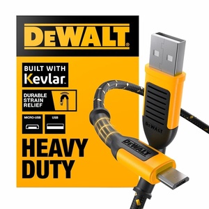 DEWALT Heavy Duty USB to Micro-USB Cable, Jobsite Micro USB Connector Cable, High Speed Charging Cord for Compatible Android Phones, Cameras, Legacy Devices, 10 ft (Black)(4 Foot)