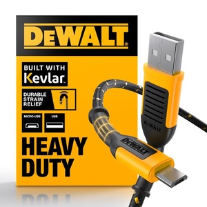DEWALT Heavy Duty USB to Micro-USB Cable, Jobsite Micro USB Connector Cable, High Speed Charging Cord for Compatible Android Phones, Cameras, Legacy Devices, 10 ft (Black)(10 Foot)