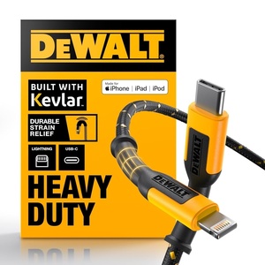 DEWALT Lightning to USB C Cable — Reinforced Braided Cable for Lightning — Charger Cord Compatible with iPhone — Apple Compatible Charging Cable… (USB C to Lightning, 4 FT)(4 feet  1-Pack)