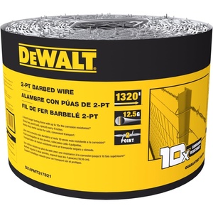 DeWALT – 2‑Point Barbed Wire Fence – 1320 Feet – 12.5 Gauge Galvanized Steel – for Livestock Containment | Ranch Fencing | Property Security(2-Point)