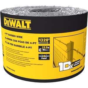DeWALT – 4‑Point Barbed Wire Fence – 1320 Feet – 12.5 Gauge Galvanized Steel – for Ranch Fencing | Livestock Containment | Property Security