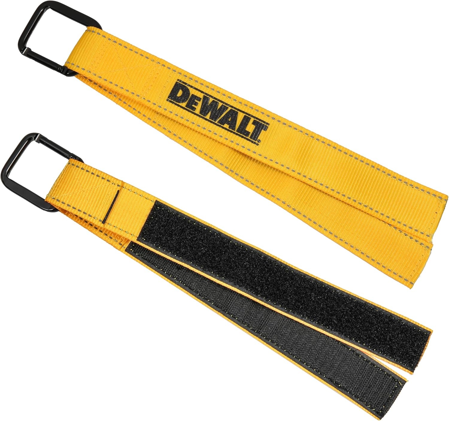 image:imageDEWALT 12512 LightDuty Reuseable Carabiner Utility Straps 2Pack Quickly Clip and Connect Components Reflective Stitiching Weather amp Wear Resistant Straps Adjustable Hook amp Loop Closure