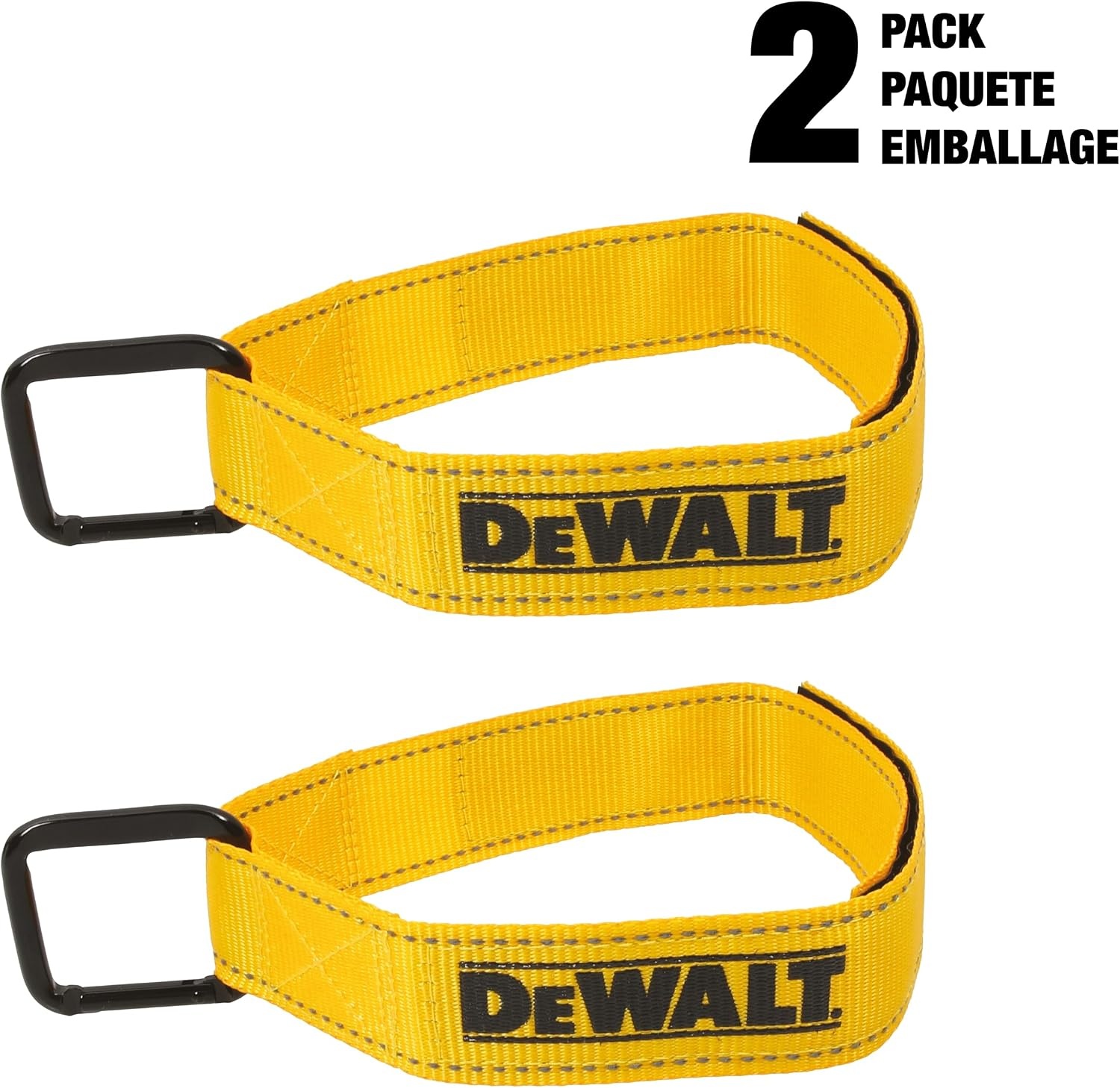 image:imageDEWALT 12512 LightDuty Reuseable Carabiner Utility Straps 2Pack Quickly Clip and Connect Components Reflective Stitiching Weather amp Wear Resistant Straps Adjustable Hook amp Loop Closure