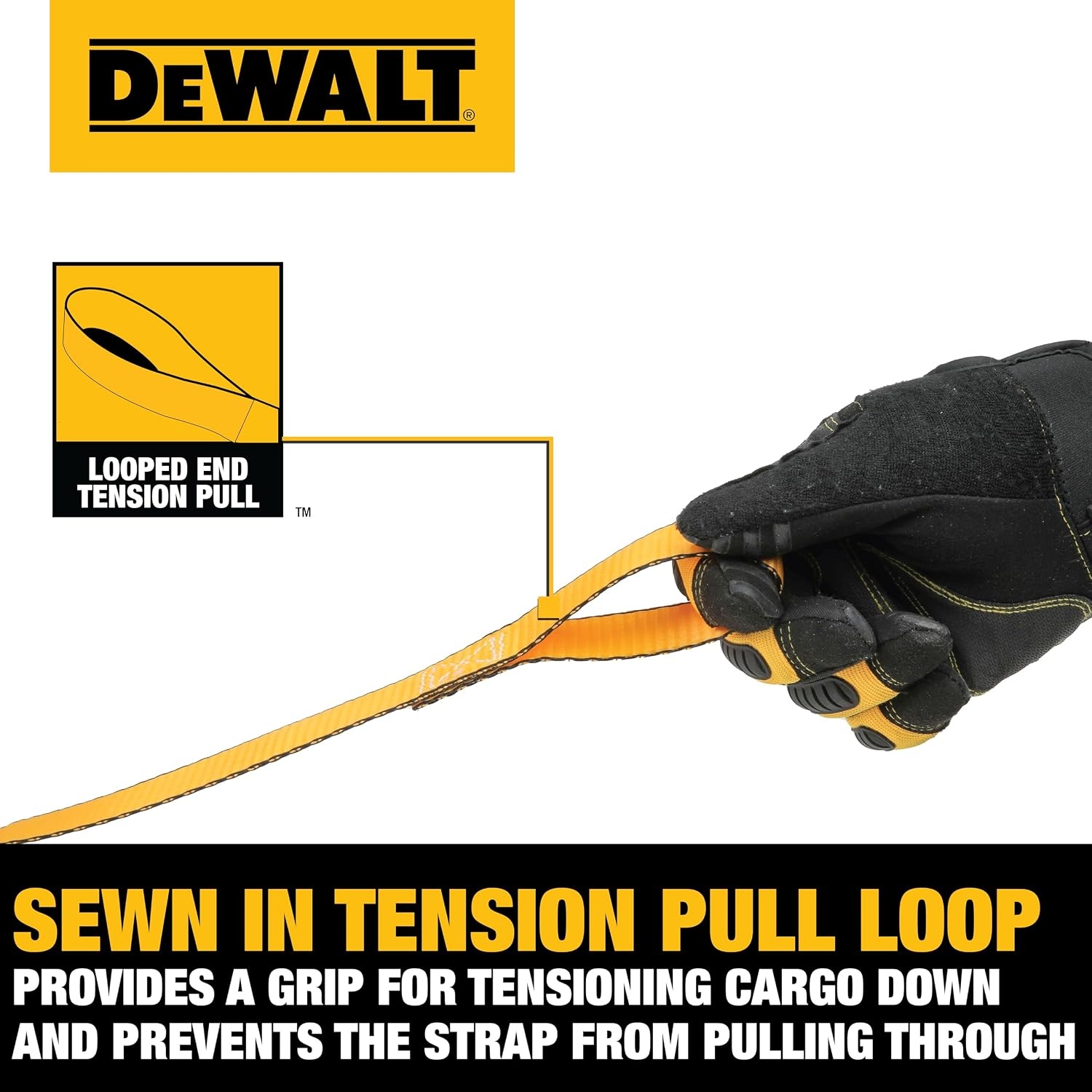 image:imageDEWALT 125142000 lbs MidDuty Cam Buckle TieDown Straps 2Pack HeavyGauge Steel Frame Armored Rubber Shroud PreThreaded WeatherResistant StrapsCoated SHooks For Midweight Cargo125 x 14
