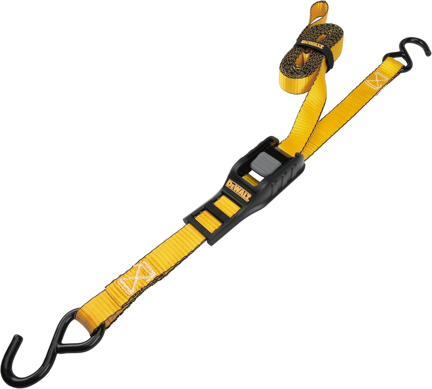 image:imageDEWALT 125142000 lbs MidDuty Cam Buckle TieDown Straps 2Pack HeavyGauge Steel Frame Armored Rubber Shroud PreThreaded WeatherResistant StrapsCoated SHooks For Midweight Cargo1 x 12