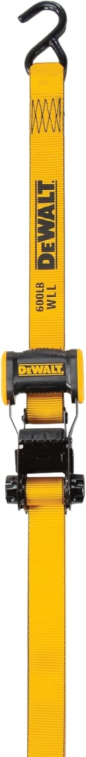 image:imageDEWALT 15165000 lbs HeavyDuty Ratchet Straps 2Pack Ergonomic Open Grip Handles Armored Side Caps WearWeatherResistant Straps Coated Double JHooksSecure Heavyweight CargoSingle