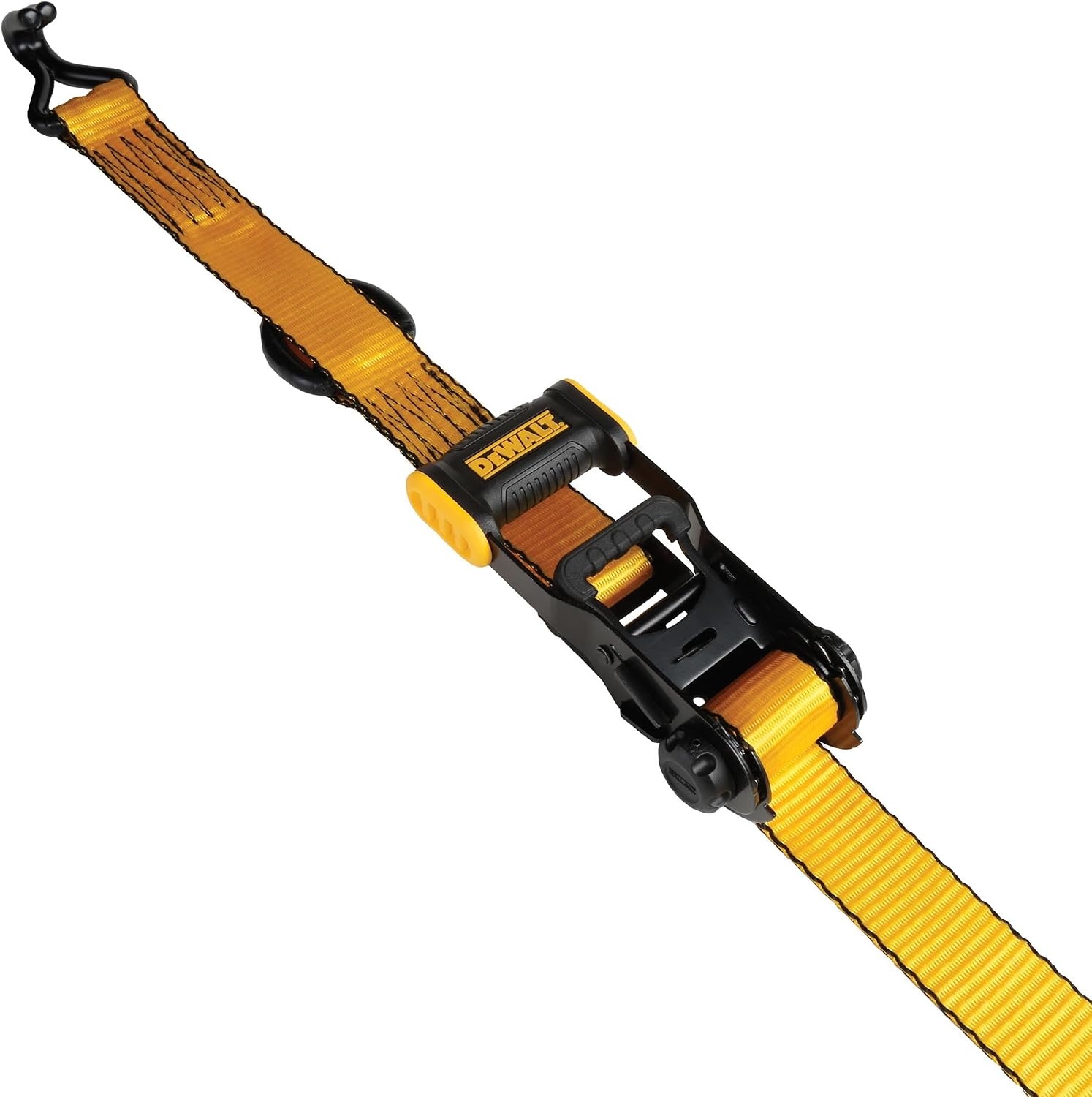 image:imageDEWALT 15165000 lbs HeavyDuty Ratchet Straps 2Pack Ergonomic Open Grip Handles Armored Side Caps WearWeatherResistant Straps Coated Double JHooksSecure Heavyweight CargoHeavy Cargo Hauling 2 Pack