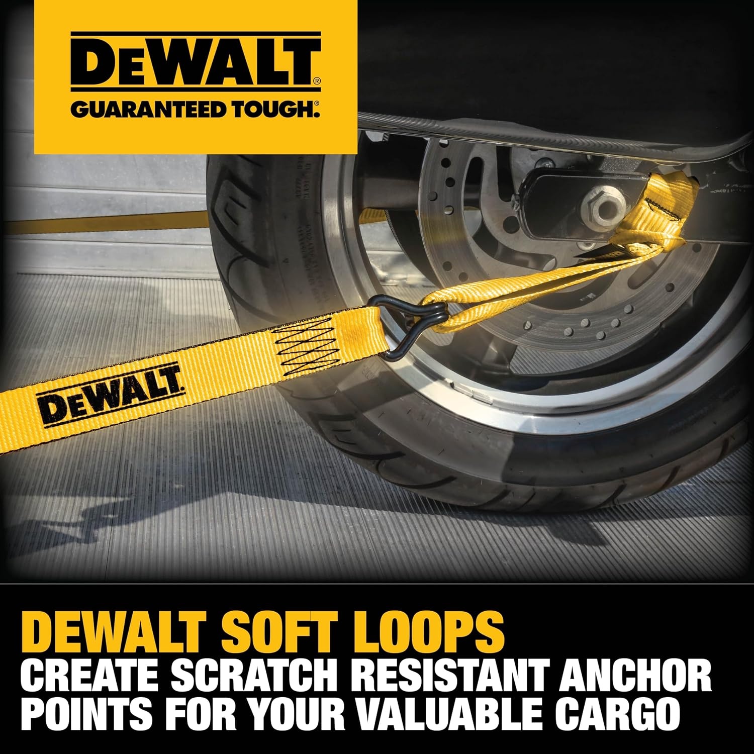 image:imageDEWALT 171811000 lbs HeavyDuty Soft Loops TieDowns 4 Pack ScratchFree Anchor Points For Ratchet Straps Wrap AroundCinch Tight Secure Motorcycles ATVsUTVs Lawn Equipment amp More