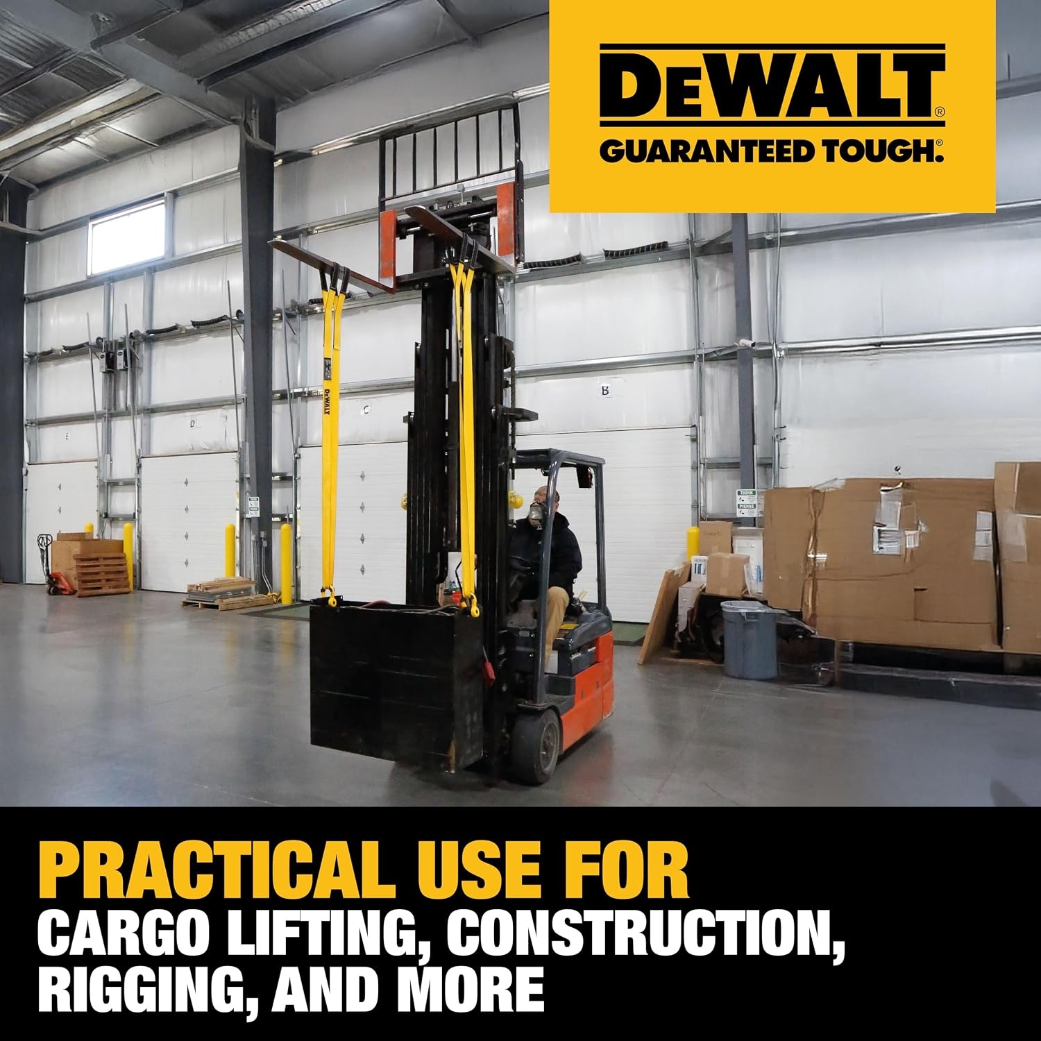 image:imageDEWALT 212 1Ply Type 3 Class 7 HeavyDuty Lifting Sling 2Pack 6400 lbs Basket 3200 lbs Vertical 2560 lbs Choker Capacity Meets WSTDA Standards for Lifting Rigging ConstructionSingle