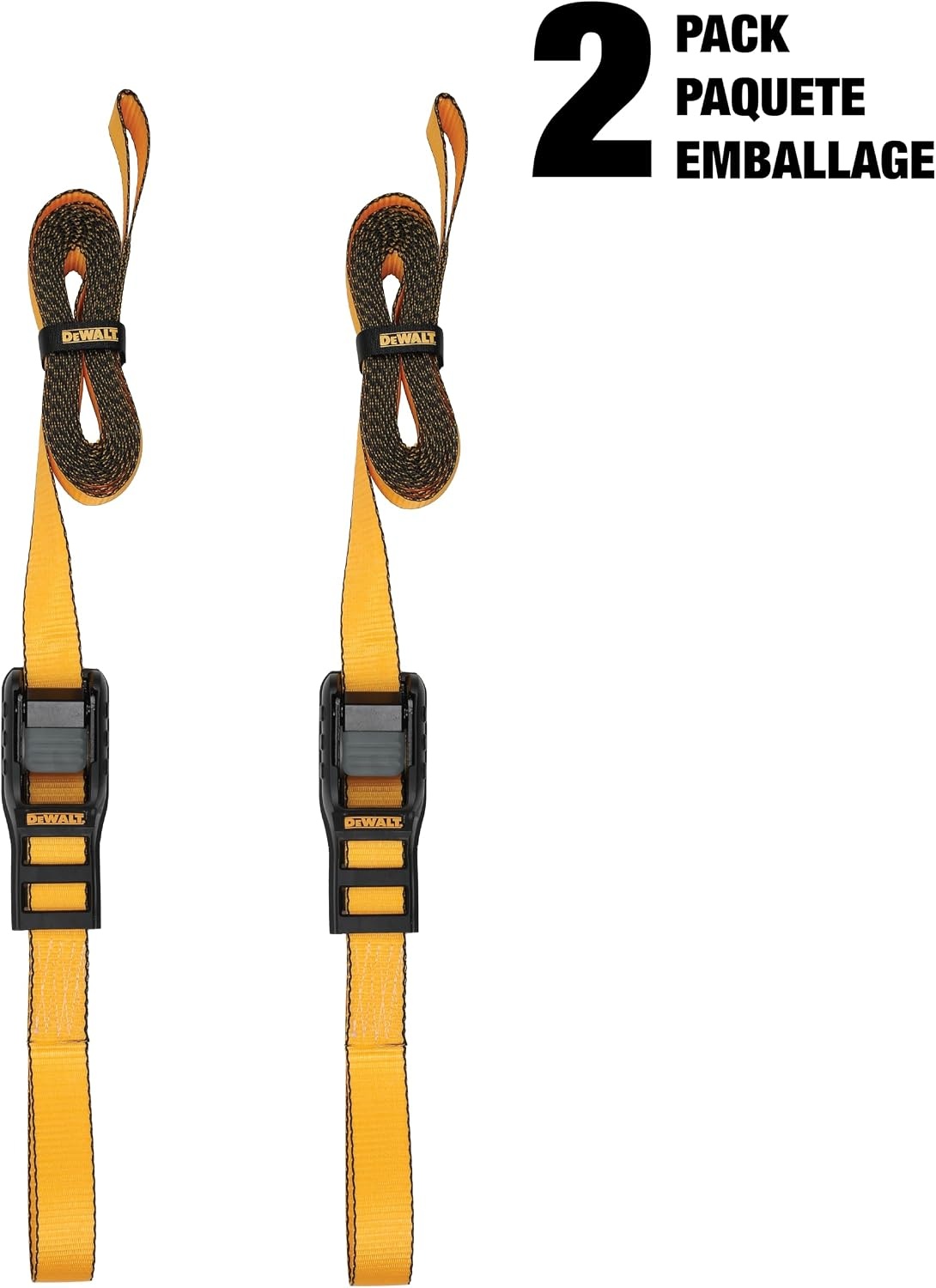 image:imageDEWALT 2163000 lbs MidDuty Lashing Straps 2Pack HeavyGauge Steel Frame Armored Rubber Cam Shroud Weather amp Wear Resistant Straps For Quick Bundling of Midweight Cargo125 x 14