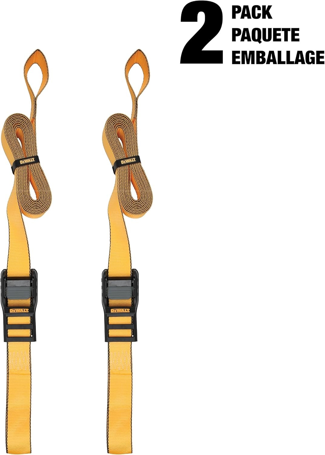 image:imageDEWALT 2163000 lbs MidDuty Lashing Straps 2Pack HeavyGauge Steel Frame Armored Rubber Cam Shroud Weather amp Wear Resistant Straps For Quick Bundling of Midweight Cargo2 x 16