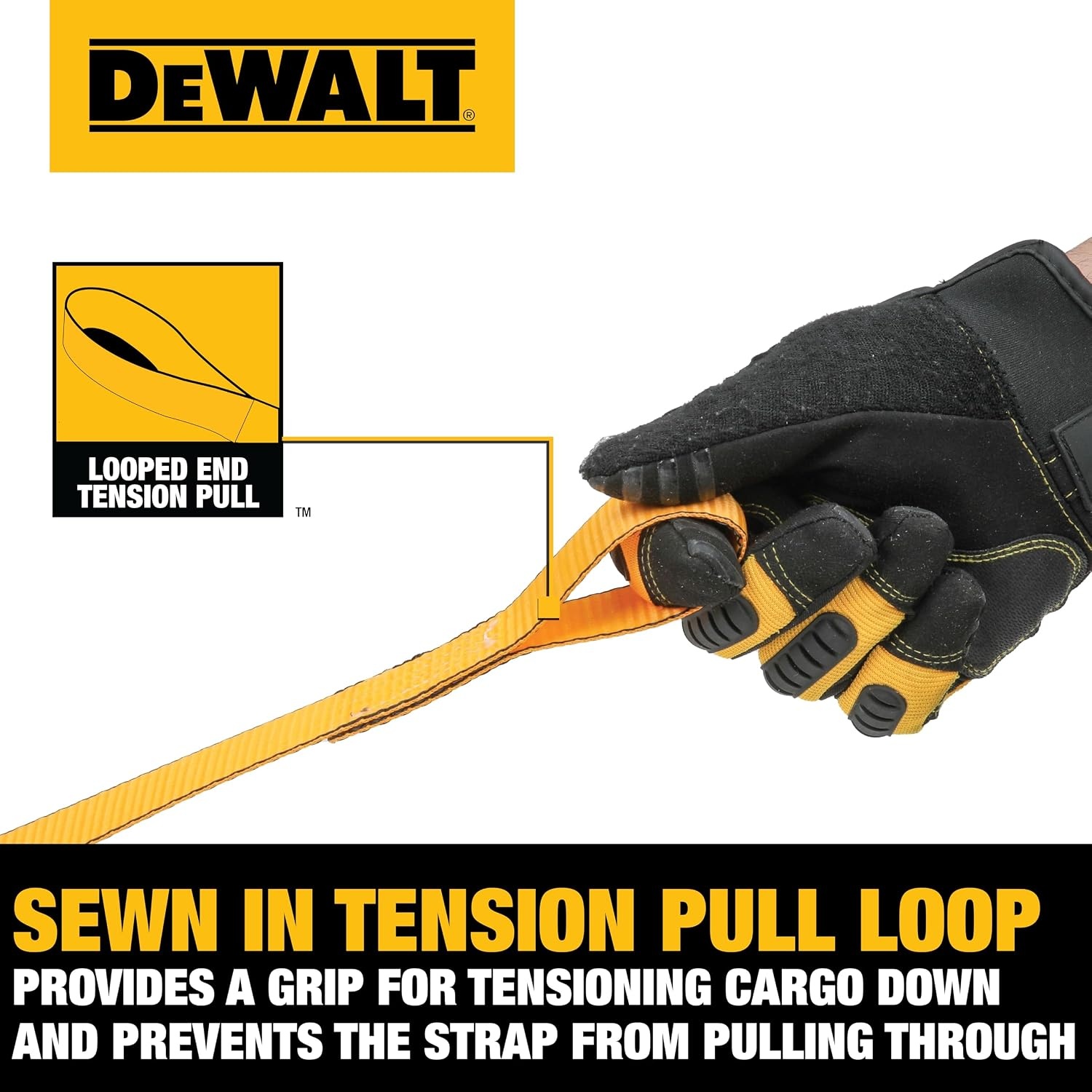 image:imageDEWALT 2163000 lbs MidDuty Lashing Straps 2Pack HeavyGauge Steel Frame Armored Rubber Cam Shroud Weather amp Wear Resistant Straps For Quick Bundling of Midweight Cargo1 x 10