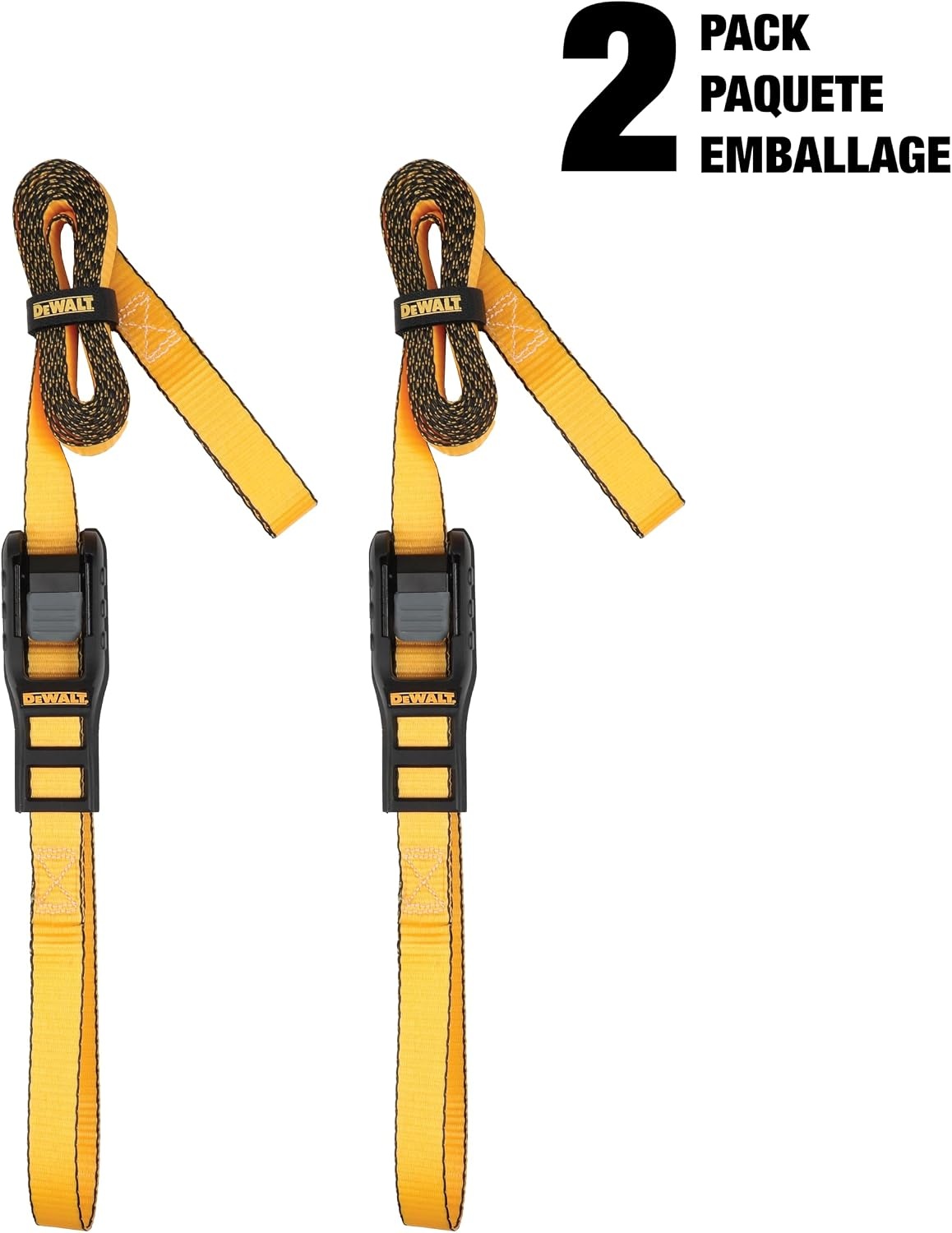 image:imageDEWALT 2163000 lbs MidDuty Lashing Straps 2Pack HeavyGauge Steel Frame Armored Rubber Cam Shroud Weather amp Wear Resistant Straps For Quick Bundling of Midweight Cargo1 x 10