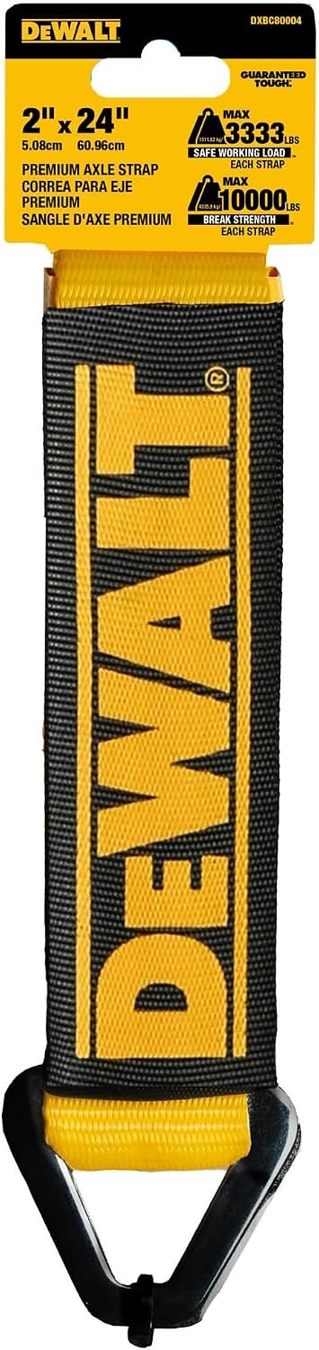 image:imageDEWALT 22410000 lbs HeavyDuty Axle TieDown Strap Wrap Around Vehicle AxleScratchFree Anchor Points For Ratchet Straps Protective SleevesCoated DRingsMeets DOT Standards2 x 24