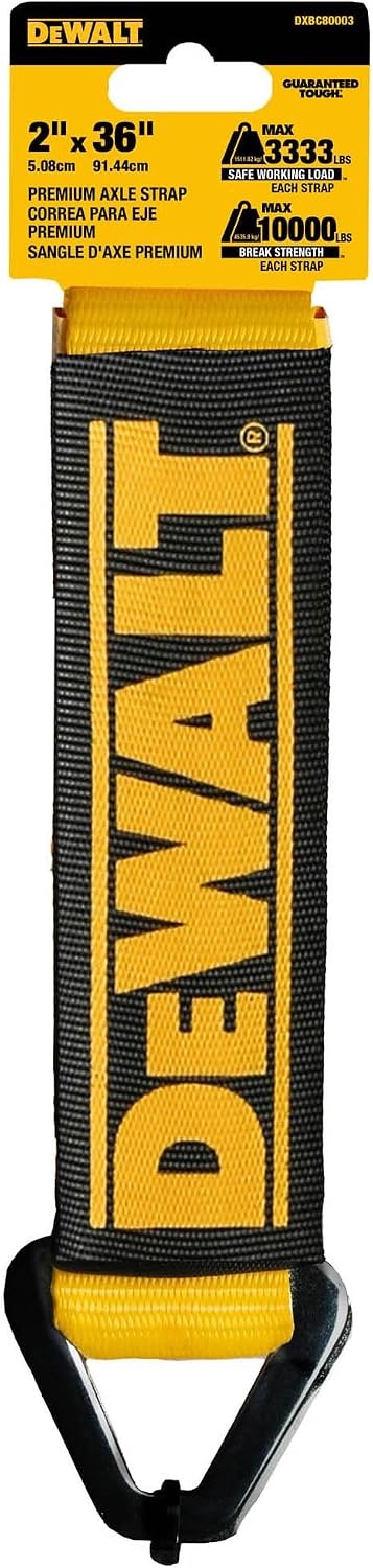 image:imageDEWALT 22410000 lbs HeavyDuty Axle TieDown Strap Wrap Around Vehicle AxleScratchFree Anchor Points For Ratchet Straps Protective SleevesCoated DRingsMeets DOT Standards2 x 36
