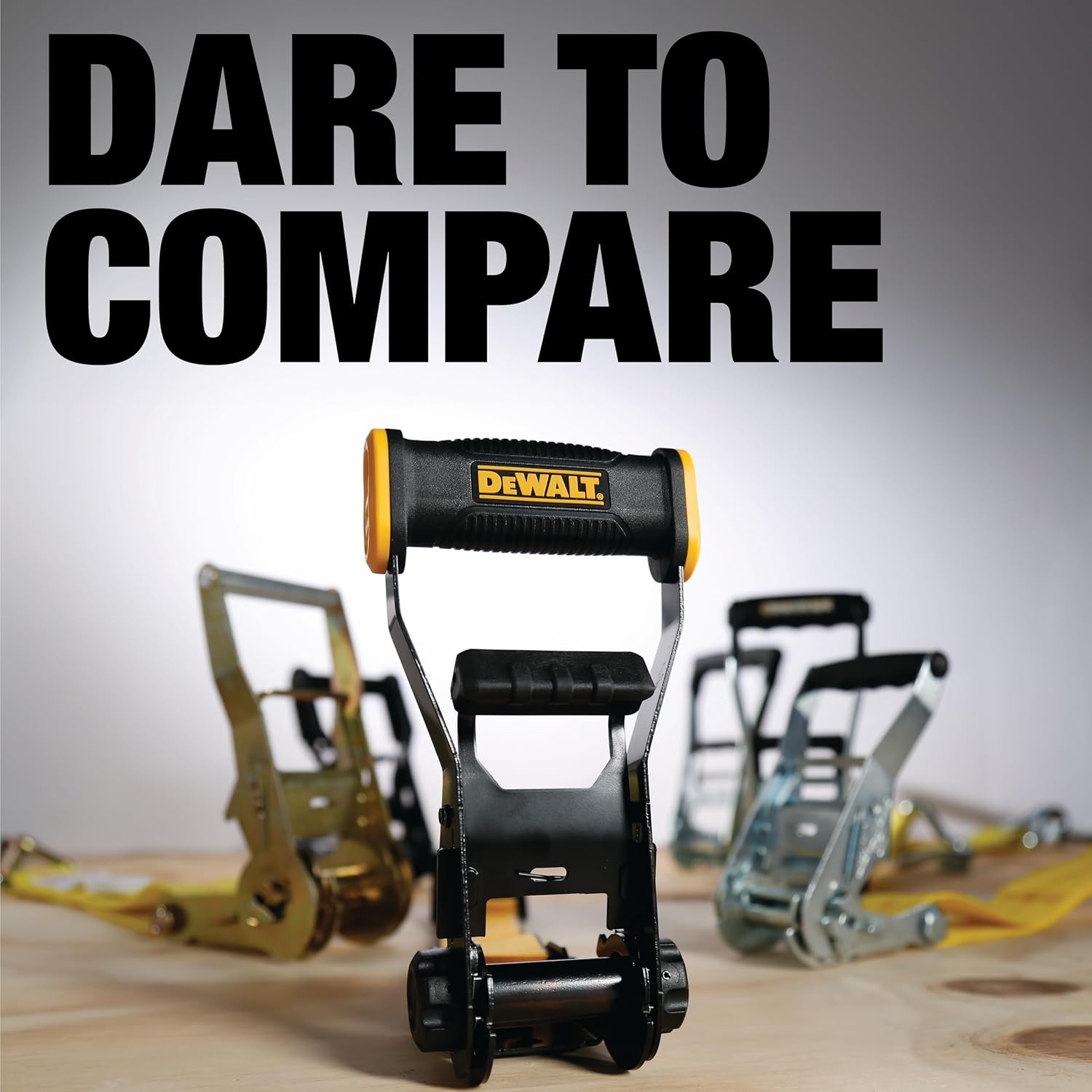 image:imageDEWALT 22710000 lbs Industrial Ratchet Straps with Double JHooks WideGrip Ergonomic Handle Armored Side Caps DOT WSTDA WeatherResistant Straps Double JHooks for Industrial Cargo