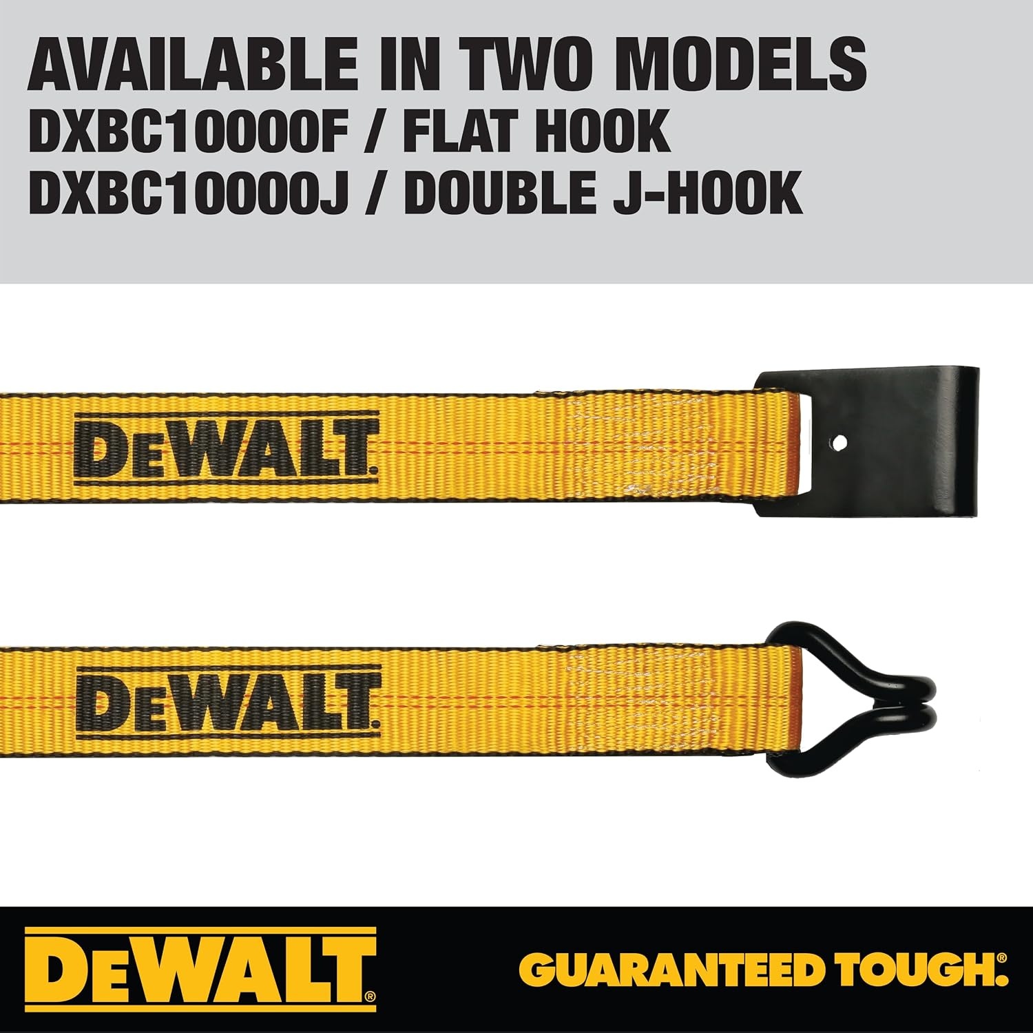image:imageDEWALT 22710000 lbs Industrial Ratchet Straps with Double JHooks WideGrip Ergonomic Handle Armored Side Caps DOT WSTDA WeatherResistant Straps Double JHooks for Industrial Cargo