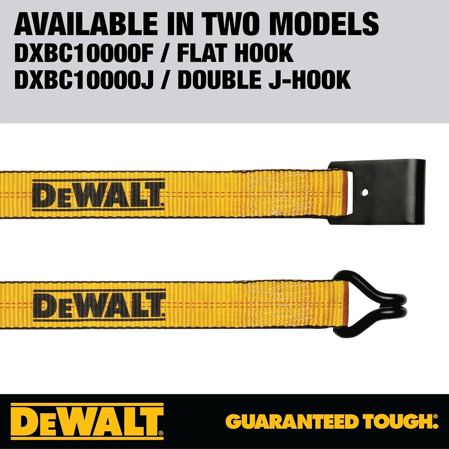 image:imageDEWALT 22710000 lbs Ratchet Straps with Double JHooks 6Pack WideGrip Ergonomic Handle Armored Side Caps DOT WSTDA WeatherResistant Straps Double JHooks for Industrial Cargo