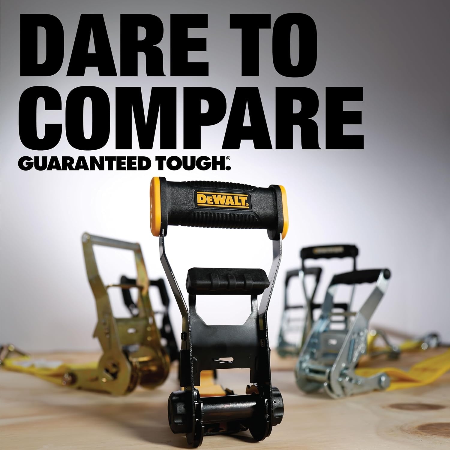 image:imageDEWALT 22710000 lbs Ratchet Straps with Double JHooks 6Pack WideGrip Ergonomic Handle Armored Side Caps DOT WSTDA WeatherResistant Straps Double JHooks for Industrial Cargo