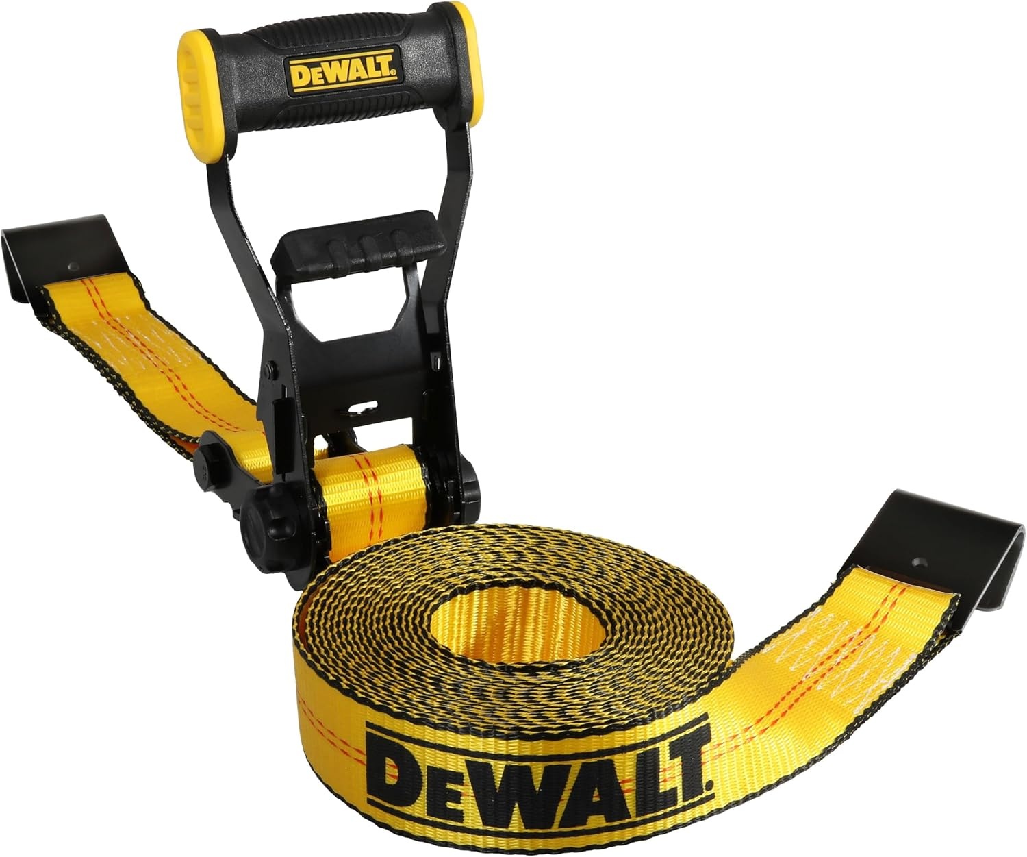 image:imageDEWALT 22710000 lbs Ratchet Straps with Flat Hooks 6Pack WideGrip Ergonomic Handle Armored Side Caps DOT WSTDA WeatherResistant Straps Flat Hooks for Industrial Cargo Flatbed