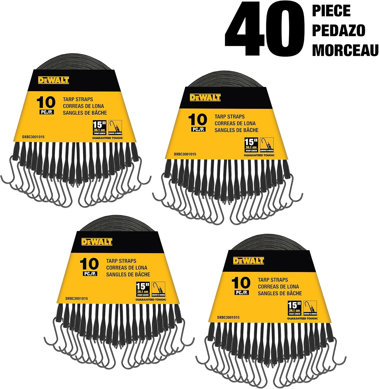 image:imageDEWALT 31 Natural Rubber Tarp Straps with Coated SHooks 40 Pack Flexible Rubber for Weather and Temp Resistance Coated SHooks Use for Temporary LightDuty JobsTarps amp Daily Hauls15