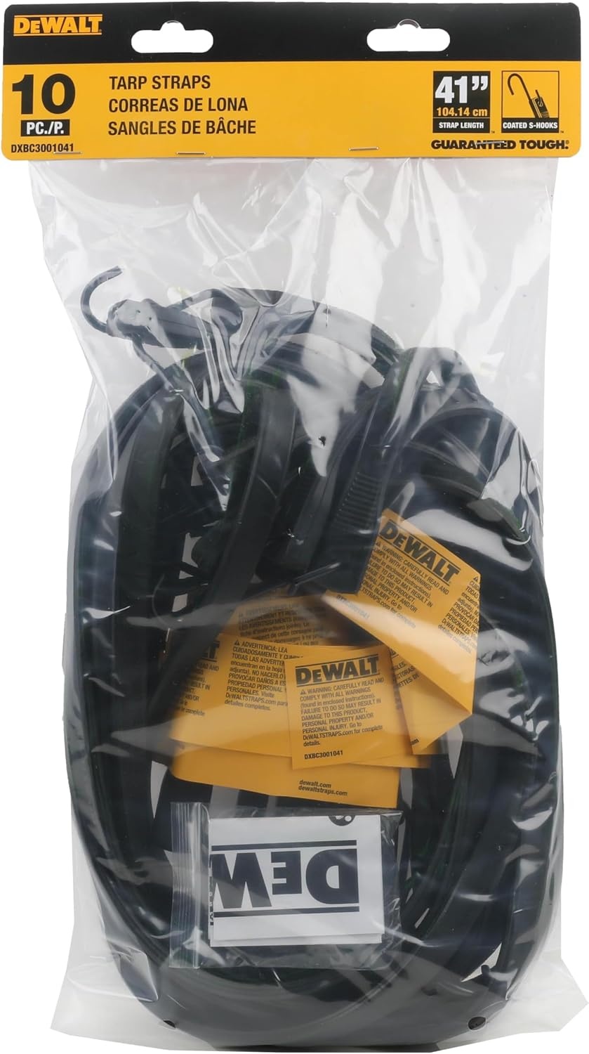 image:imageDEWALT 31 Natural Rubber Tarp Straps with Coated SHooks 40 Pack Flexible Rubber for Weather and Temp Resistance Coated SHooks Use for Temporary LightDuty JobsTarps amp Daily Hauls41