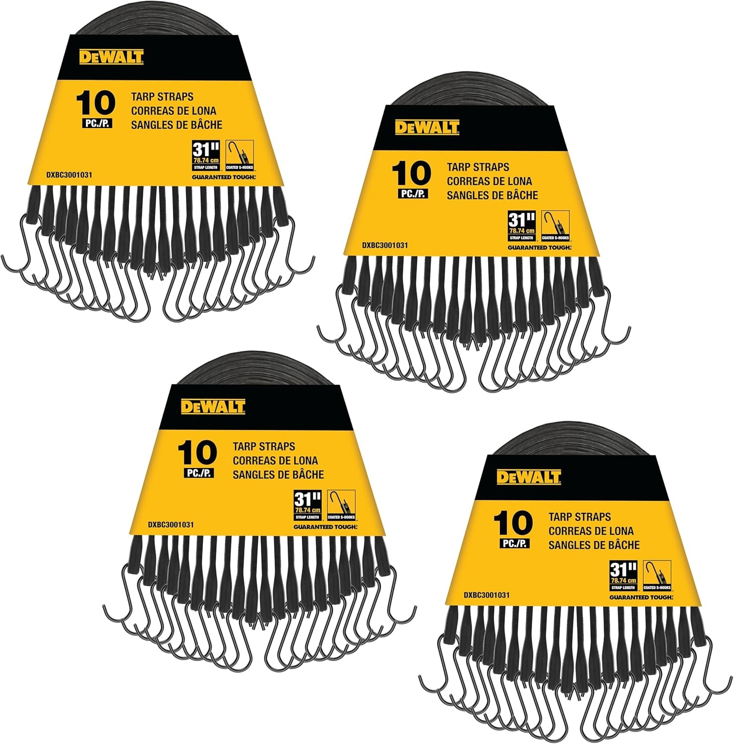 image:imageDEWALT 31 Natural Rubber Tarp Straps with Coated SHooks 40 Pack Flexible Rubber for Weather and Temp Resistance Coated SHooks Use for Temporary LightDuty JobsTarps amp Daily Hauls31
