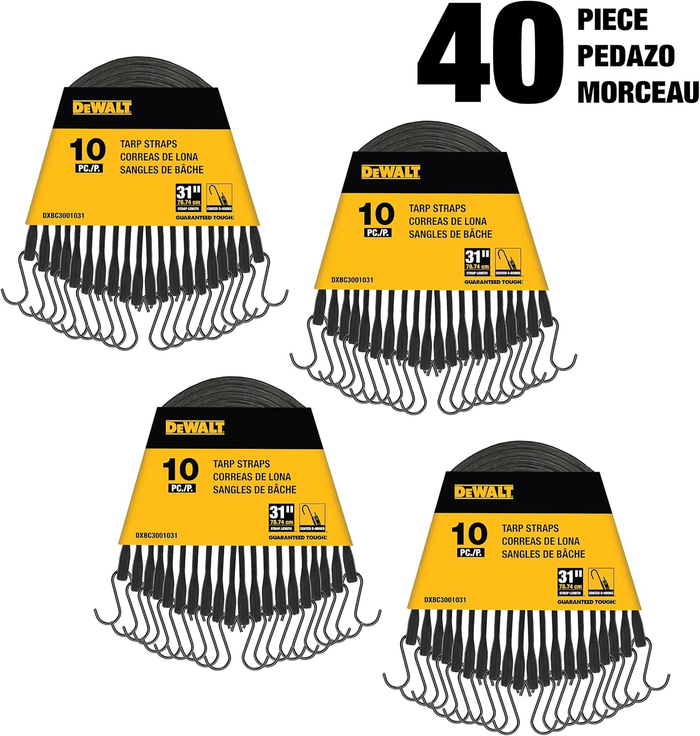 image:imageDEWALT 31 Natural Rubber Tarp Straps with Coated SHooks 40 Pack Flexible Rubber for Weather and Temp Resistance Coated SHooks Use for Temporary LightDuty JobsTarps amp Daily Hauls31