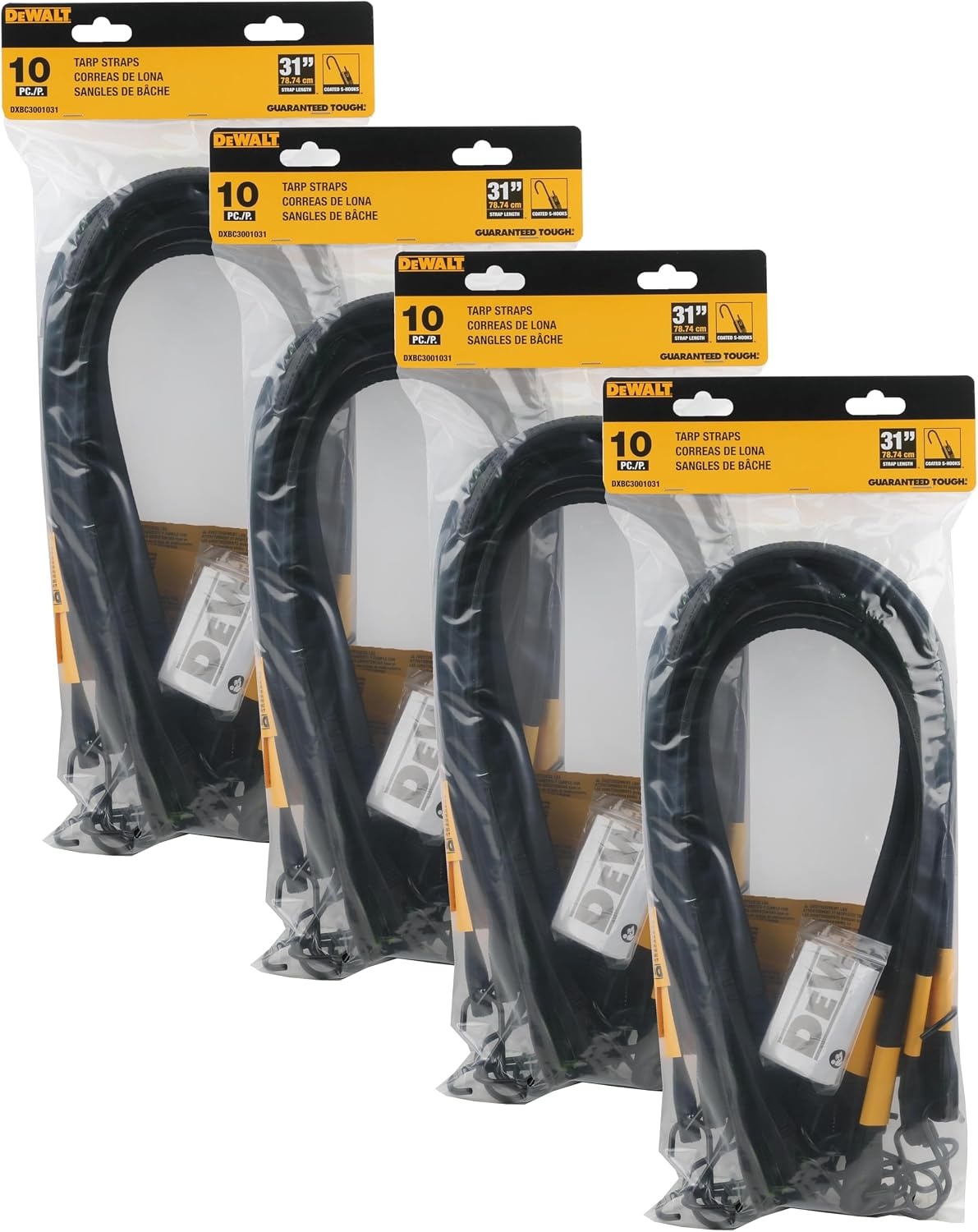 image:imageDEWALT 31 Natural Rubber Tarp Straps with Coated SHooks 40 Pack Flexible Rubber for Weather and Temp Resistance Coated SHooks Use for Temporary LightDuty JobsTarps amp Daily Hauls31