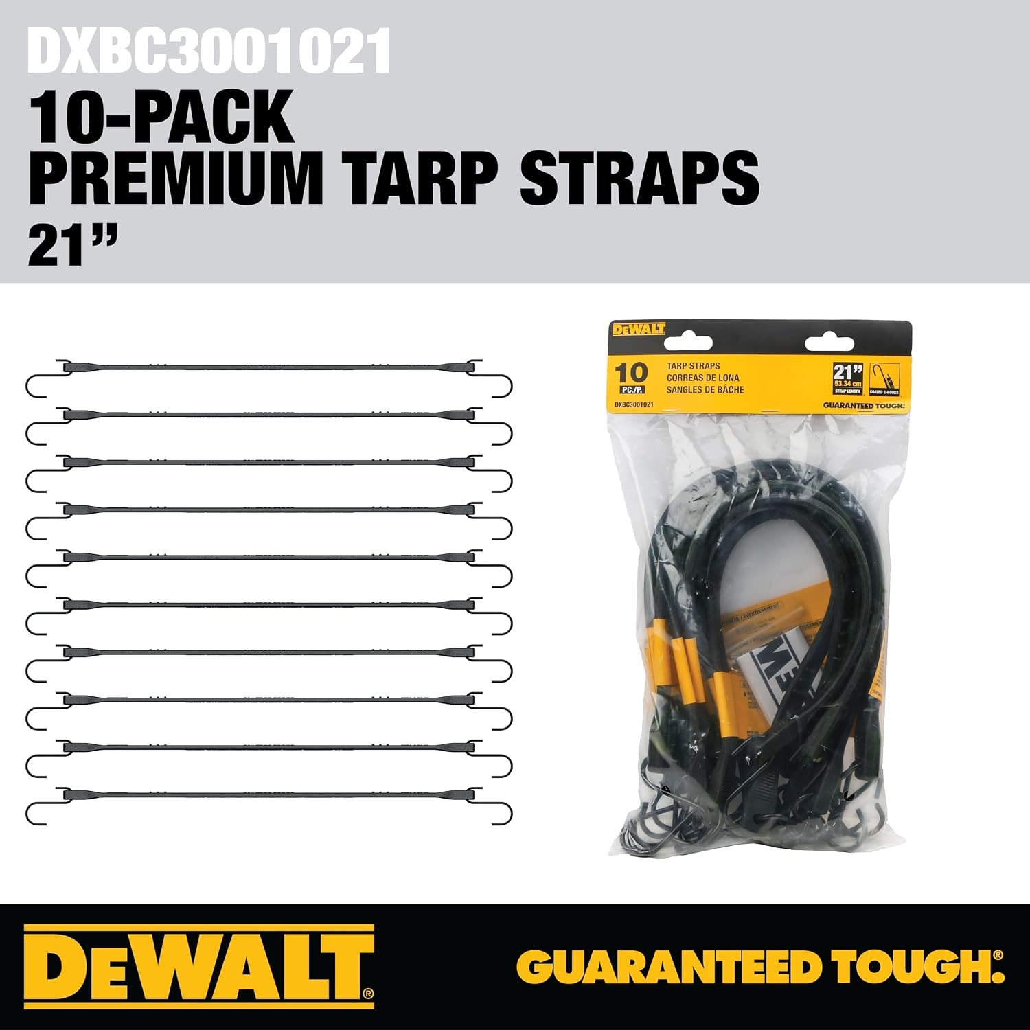 image:imageDEWALT 31 Natural Rubber Tarp Straps with Coated SHooks 40 Pack Flexible Rubber for Weather and Temp Resistance Coated SHooks Use for Temporary LightDuty JobsTarps amp Daily Hauls21