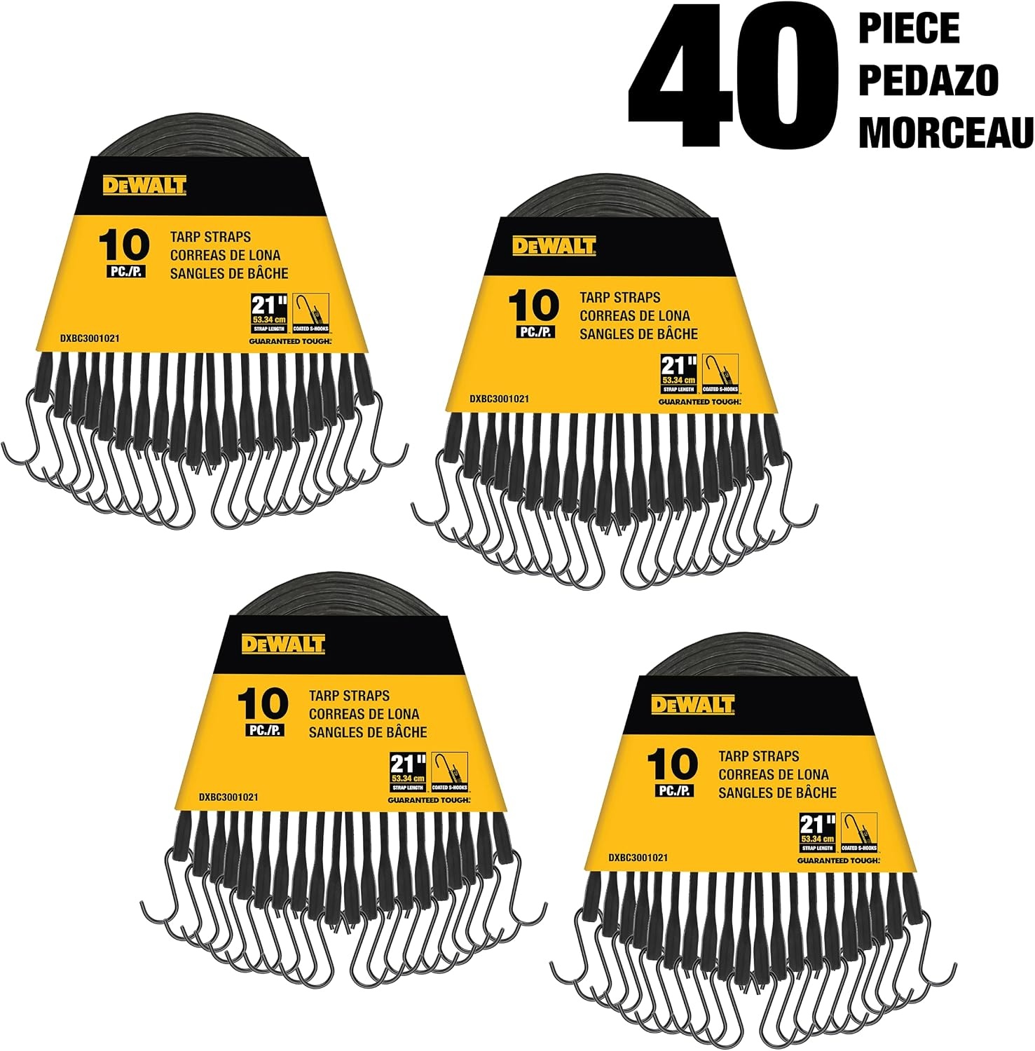 image:imageDEWALT 31 Natural Rubber Tarp Straps with Coated SHooks 40 Pack Flexible Rubber for Weather and Temp Resistance Coated SHooks Use for Temporary LightDuty JobsTarps amp Daily Hauls21