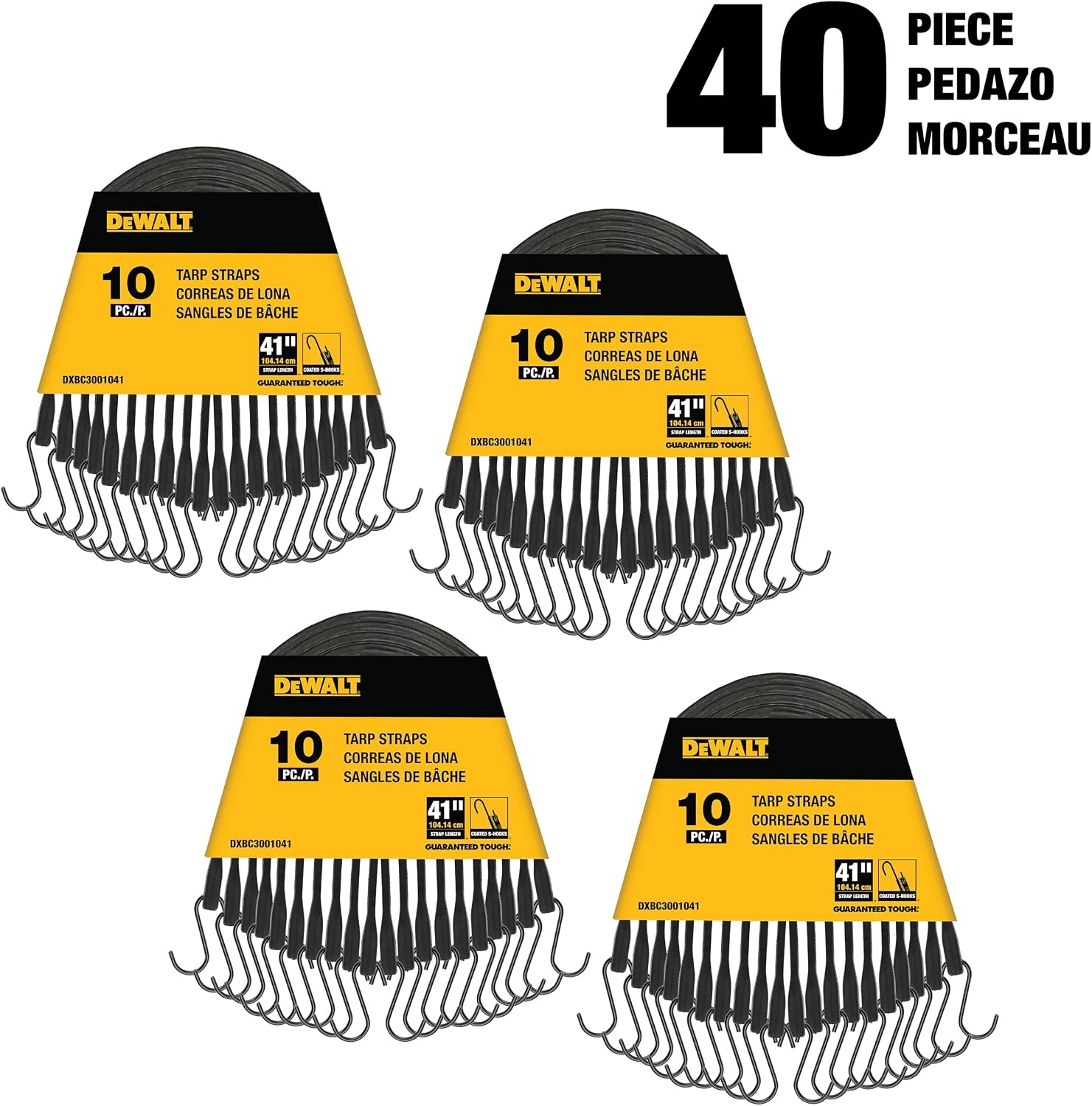 image:imageDEWALT 31 Natural Rubber Tarp Straps with Coated SHooks 40 Pack Flexible Rubber for Weather and Temp Resistance Coated SHooks Use for Temporary LightDuty JobsTarps amp Daily Hauls41