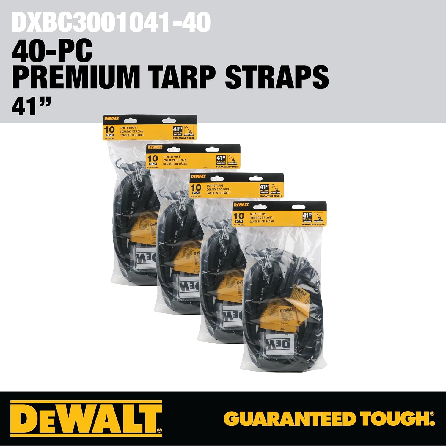 image:imageDEWALT 31 Natural Rubber Tarp Straps with Coated SHooks 40 Pack Flexible Rubber for Weather and Temp Resistance Coated SHooks Use for Temporary LightDuty JobsTarps amp Daily Hauls41