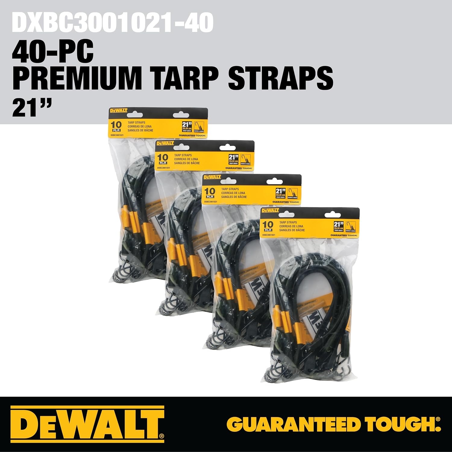 image:imageDEWALT 31 Natural Rubber Tarp Straps with Coated SHooks 40 Pack Flexible Rubber for Weather and Temp Resistance Coated SHooks Use for Temporary LightDuty JobsTarps amp Daily Hauls21