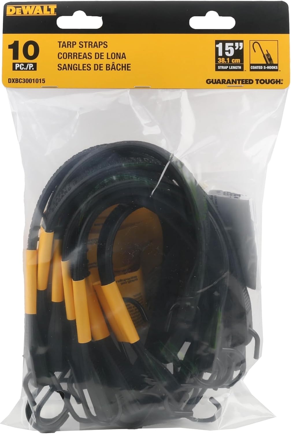 image:imageDEWALT 31 Natural Rubber Tarp Straps with Coated SHooks 40 Pack Flexible Rubber for Weather and Temp Resistance Coated SHooks Use for Temporary LightDuty JobsTarps amp Daily Hauls15