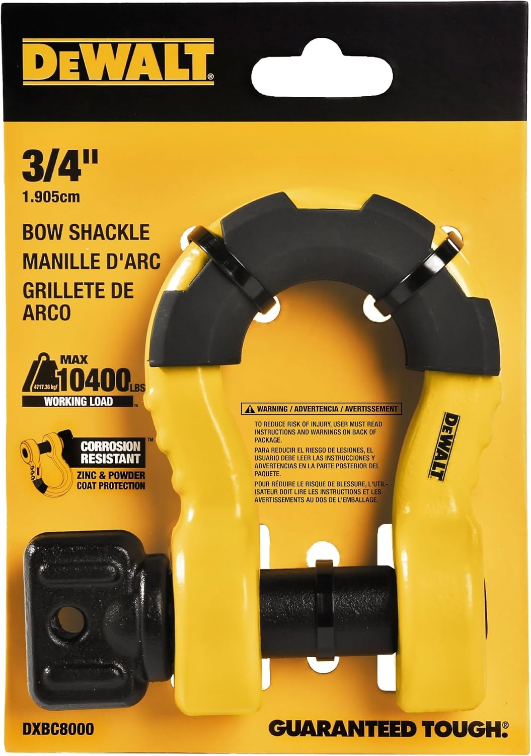 image:imageDEWALT 3452 Tons Safe Work Rating Bow Shackles 2Pack Tough Powder and Zinc Coated Forged Steel Shackle Bodies and Pins HeavyDuty Isolators Tow amp Recovery Winching amp LiftingSingle