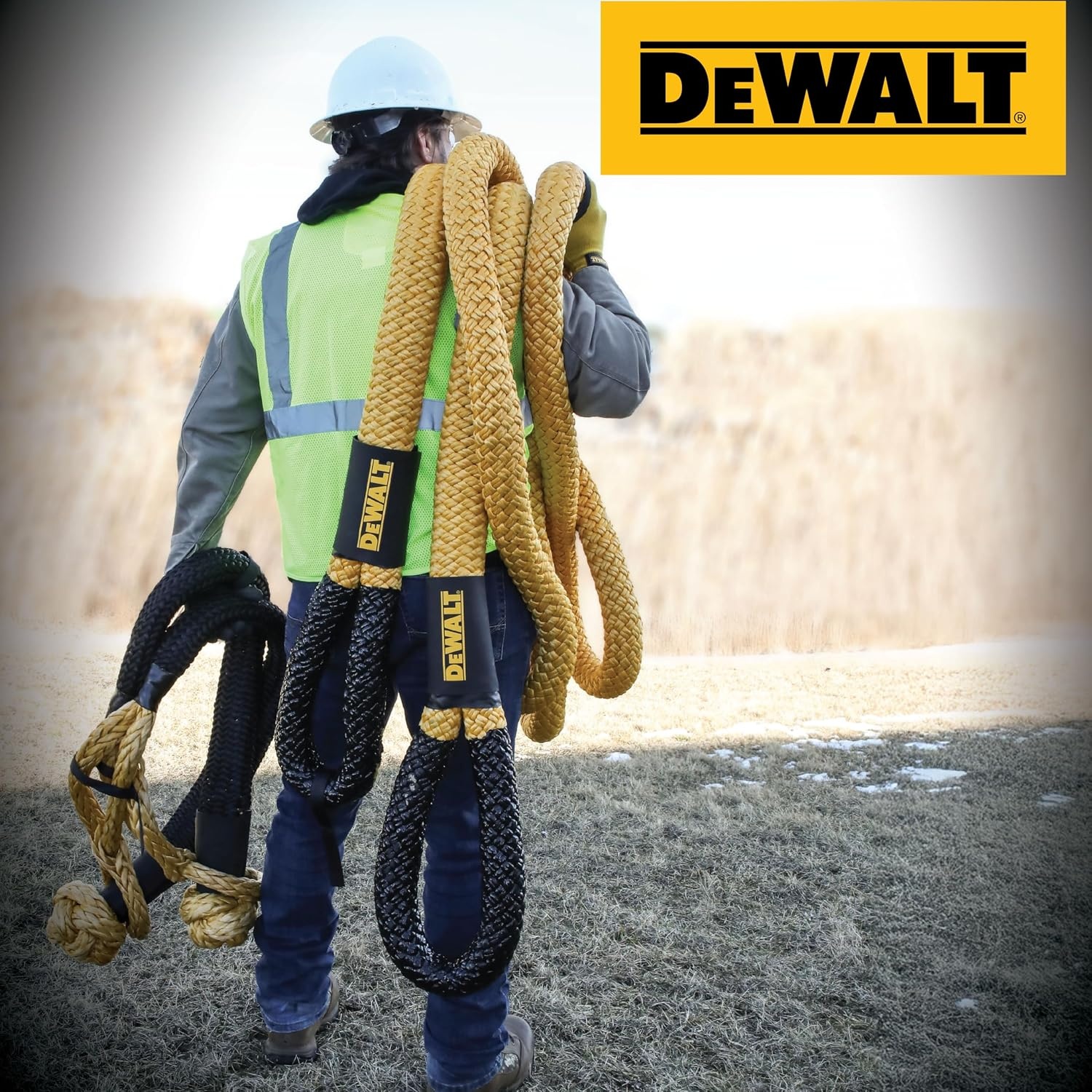 image:imageDEWALT 382432500 lbs HeavyDuty Kinetic Soft Shackle UHMWPE Diamond Knot with SelfTightening Loop Adaptive Design Fits Vehicle Anchor Points UltraStrong for Vehicle RecoveryKinetic Rope Soft Shackles Kit