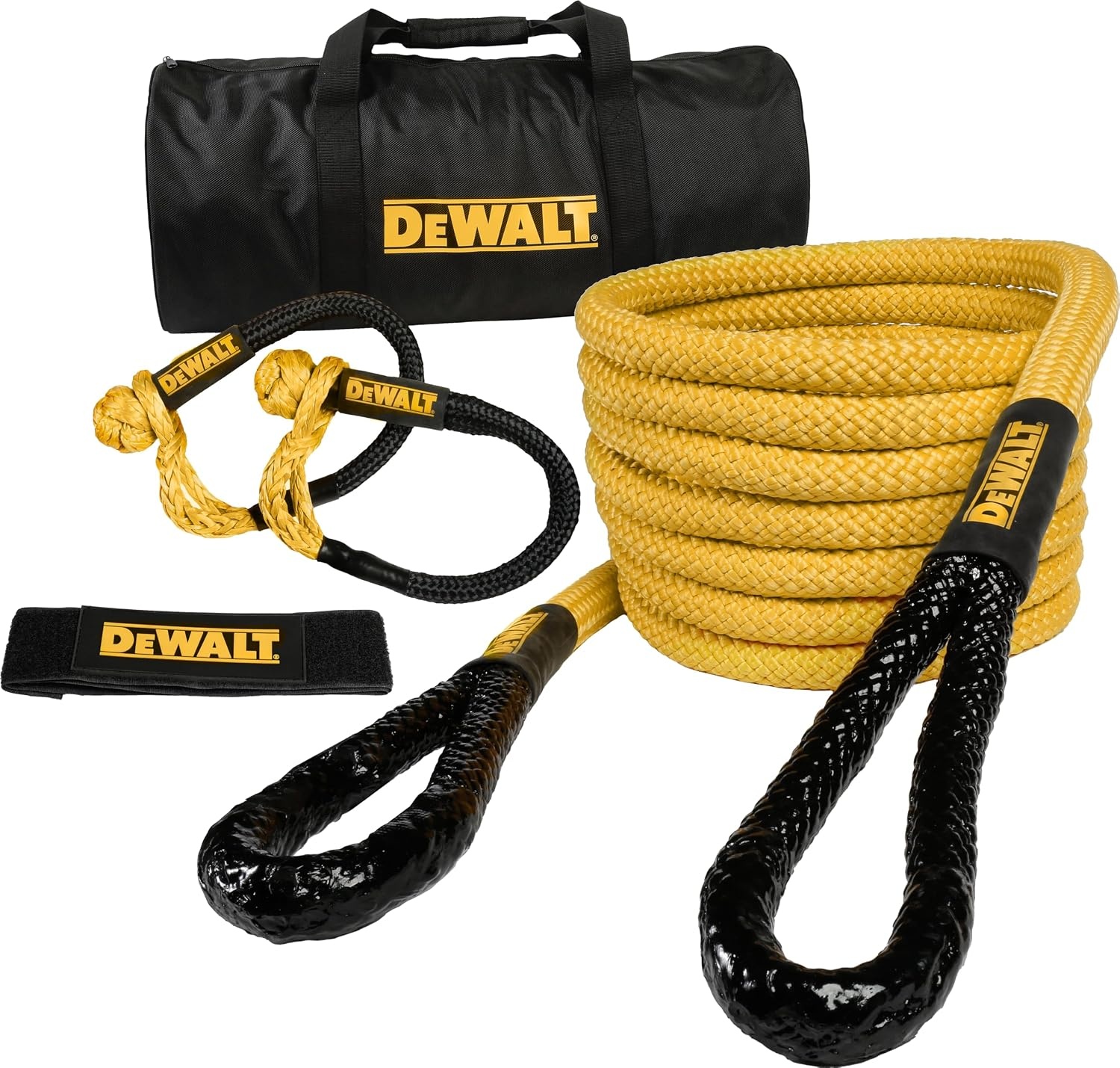 image:imageDEWALT 382432500 lbs HeavyDuty Kinetic Soft Shackle UHMWPE Diamond Knot with SelfTightening Loop Adaptive Design Fits Vehicle Anchor Points UltraStrong for Vehicle RecoveryKinetic Rope Soft Shackles Kit