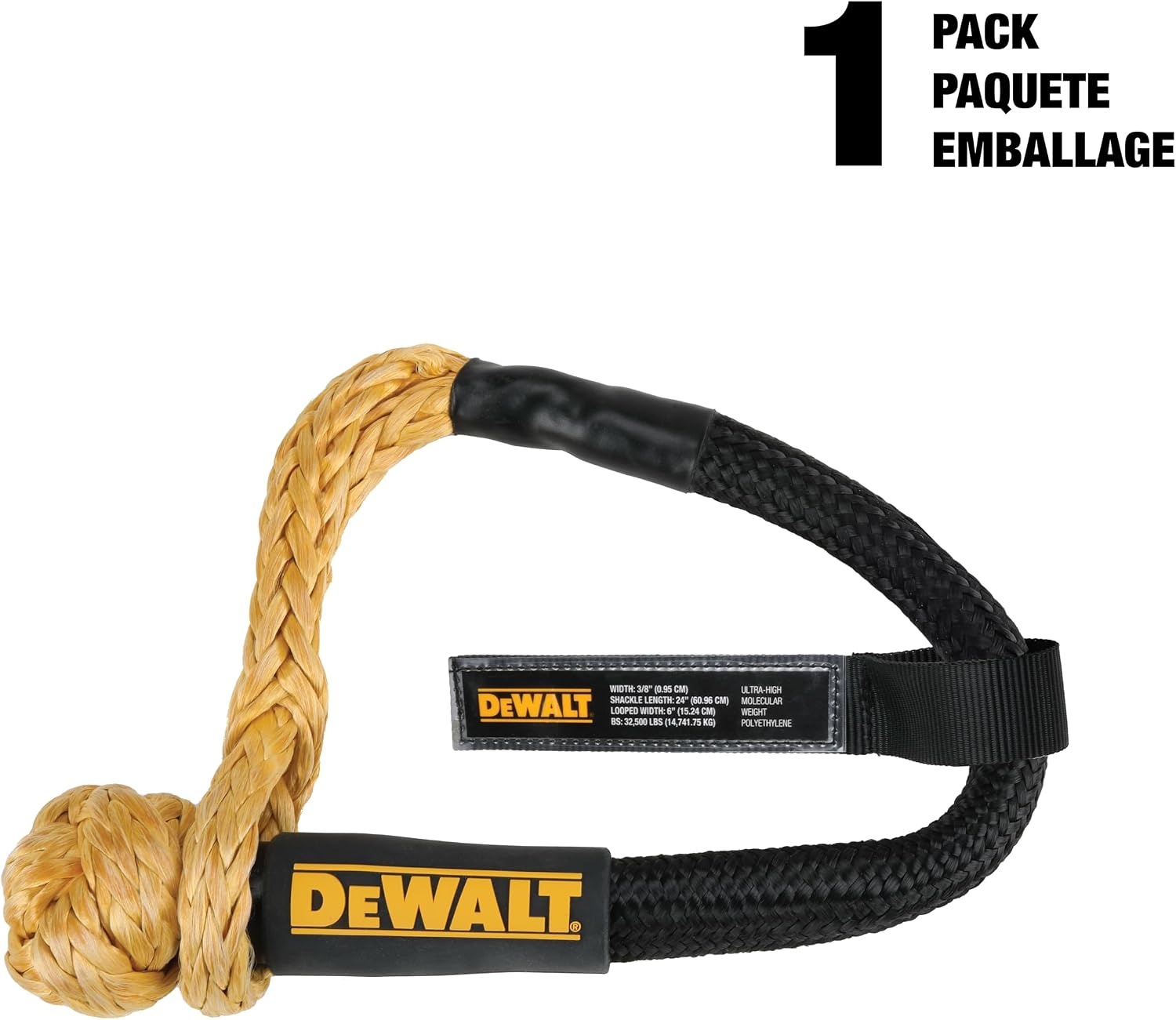 image:imageDEWALT 382432500 lbs HeavyDuty Kinetic Soft Shackle UHMWPE Diamond Knot with SelfTightening Loop Adaptive Design Fits Vehicle Anchor Points UltraStrong for Vehicle RecoveryKinetic Soft Shackles