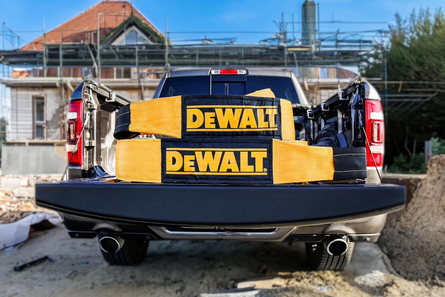 image:imageDEWALT 650150000 lbs Tow amp Recovery Strap with Reinforced Looped Ends 4Ply Weather amp WearResistant StrapOversized Wear Guards Recover SemisConstruction VehiclesMotorhomes From Tough Terrain8 x 30