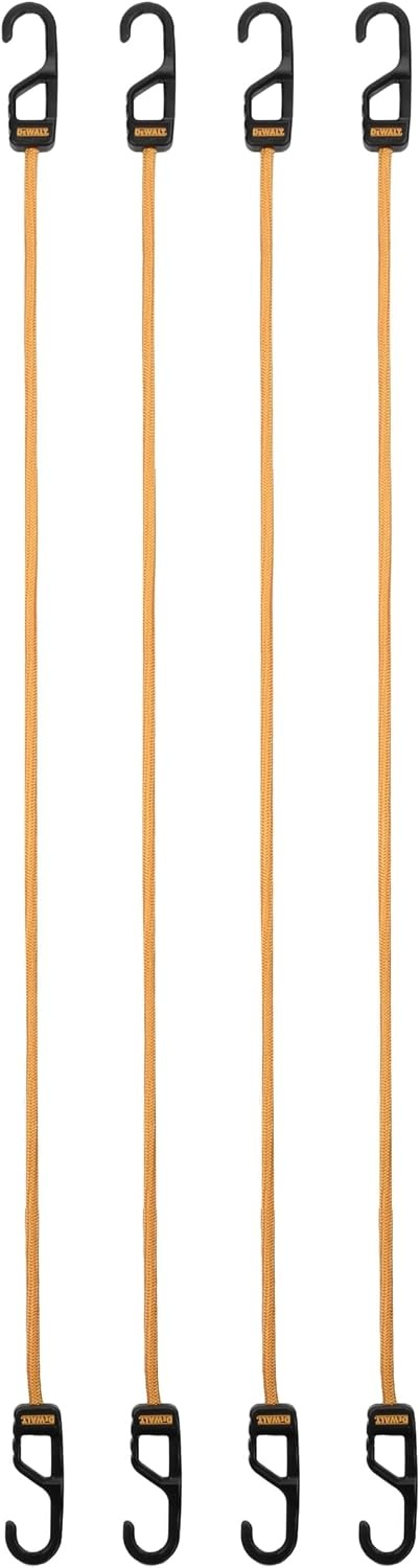 image:imageDEWALT DXBC300484 BlackYellow 48 Premium HeavyDuty Bungee Cords 4 Pack NonScratch SteelCore Hooks with QuickPull Notch amp Interlocking Grip for Stretching amp Securing Lightweight Gear amp Cargo36