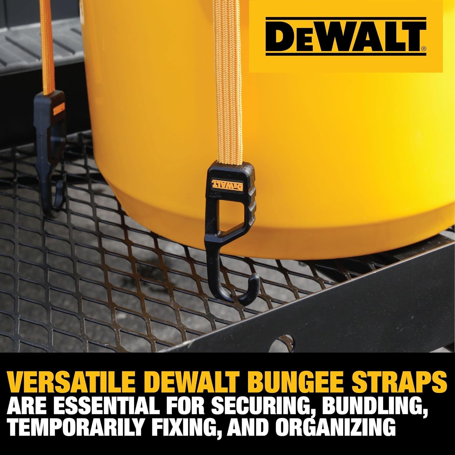 image:imageDEWALT DXBC301424 BlackYellow 24 Premium Flat Bungee Straps 4 Pack