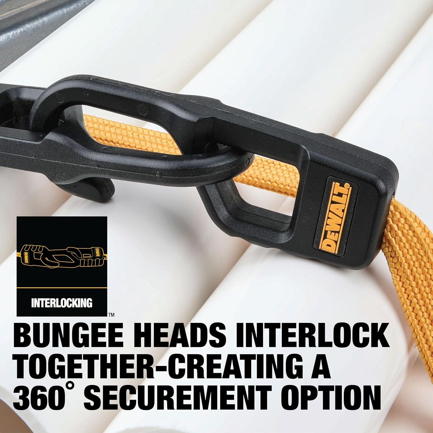 image:imageDEWALT DXBC301424 BlackYellow 24 Premium Flat Bungee Straps 4 Pack
