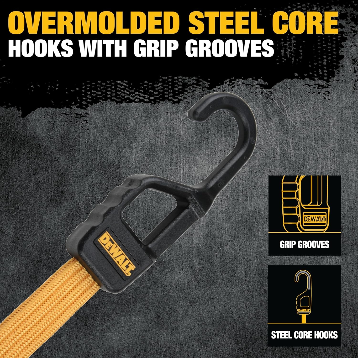image:imageDEWALT DXBC301424 BlackYellow 24 Premium Flat Bungee Straps 4 Pack