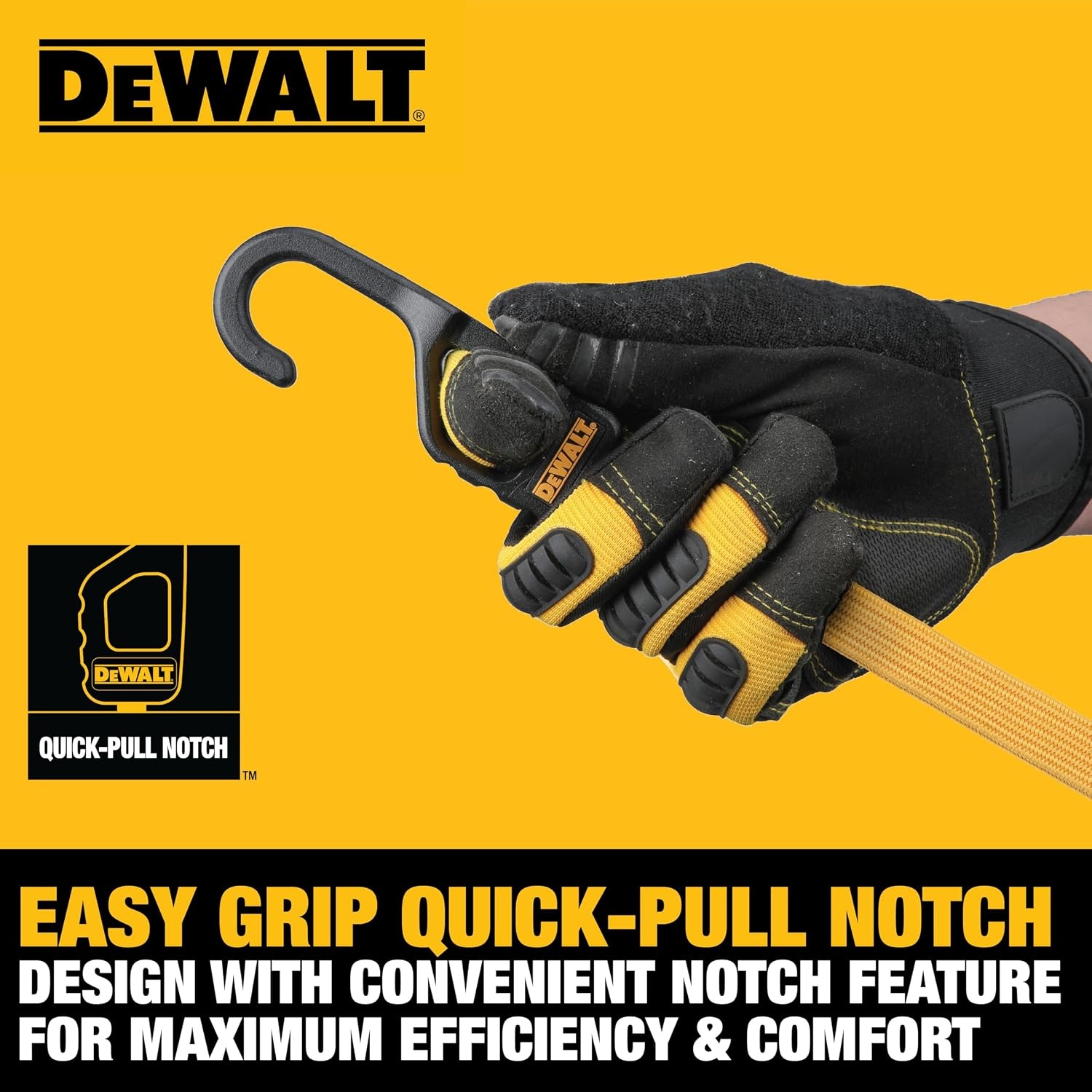image:imageDEWALT DXBC301424 BlackYellow 24 Premium Flat Bungee Straps 4 Pack