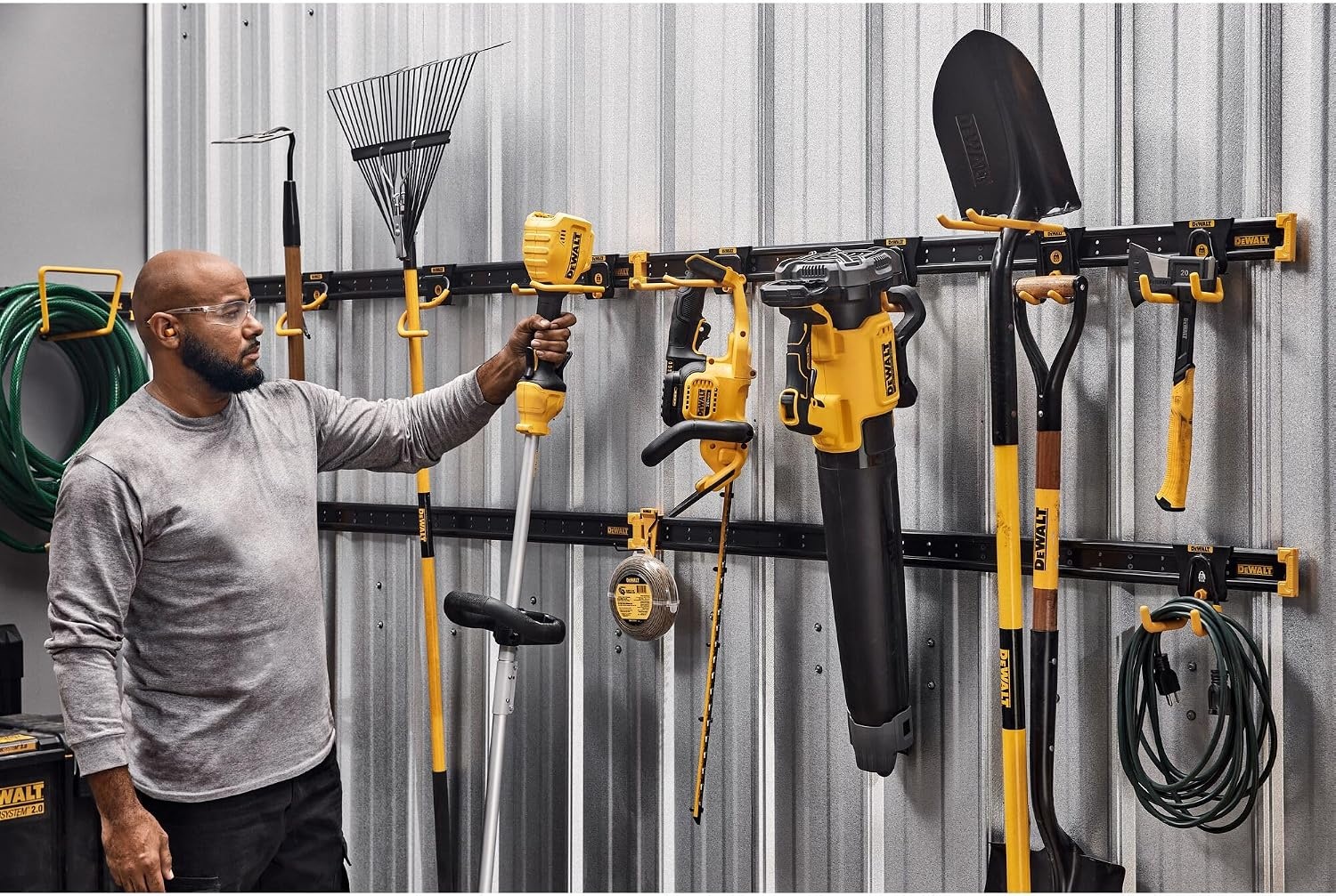 image:imageDEWALT Tool Organizer Long Handled Tool Hook for Rakes and Brooms DEWALT Workshop Storage System Compatible DWST82808One Size