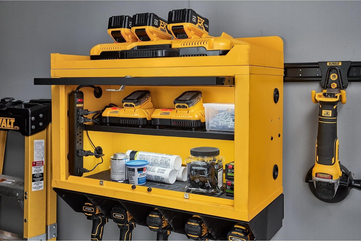 image:imageDEWALT Tool Organizer Long Handled Tool Hook for Rakes and Brooms DEWALT Workshop Storage System Compatible DWST82808One Size